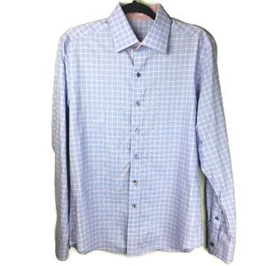 J Hilburn Windowpane Plaid Button Up Dress Shirt